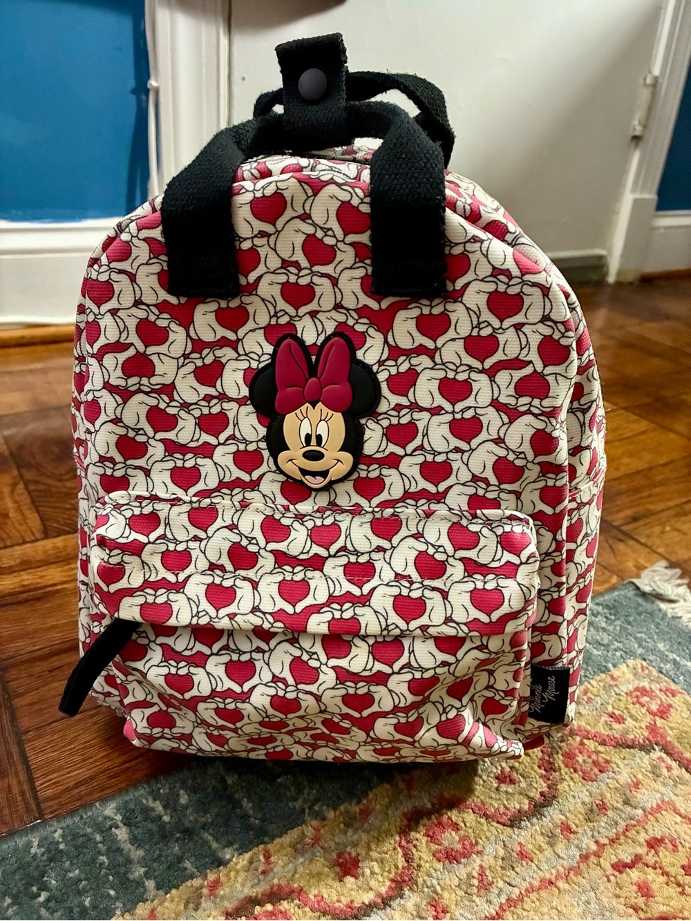 Zara Cream and Red Minnie Patterned Mini Backpack